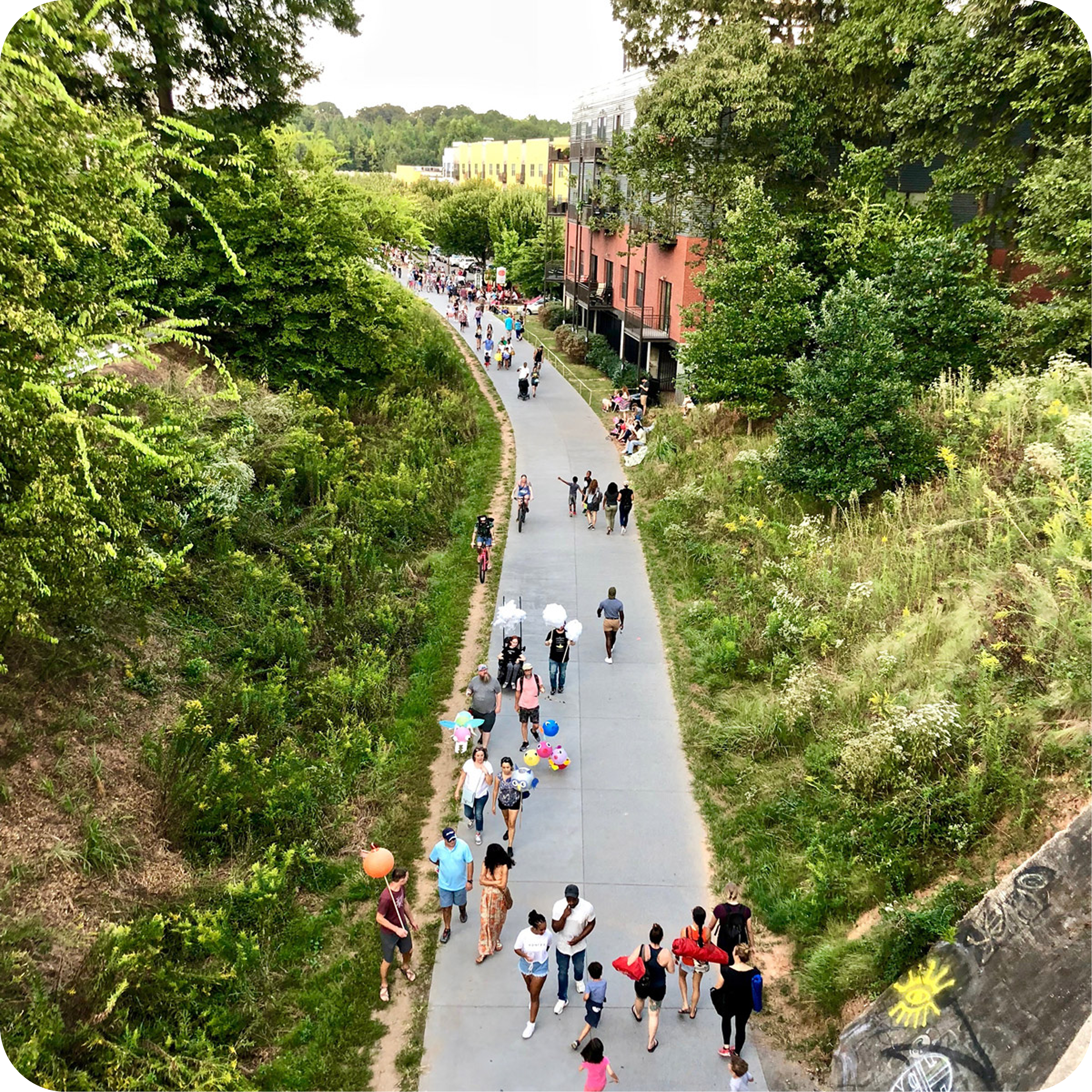 Aerial view of the BeltLine Eastside Trail